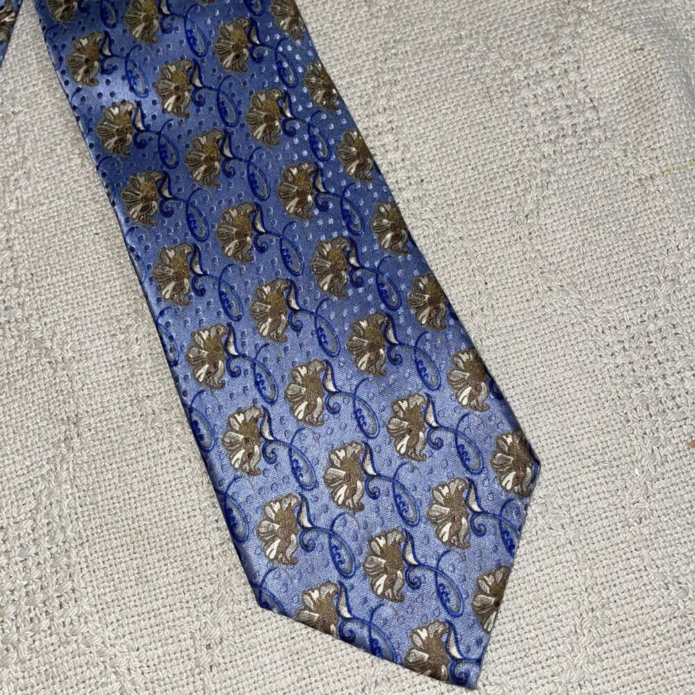 Ermenegildo Zegna Men’s Dress Tie Size 59” 3.5” Blue Irridescent Floral Silk
